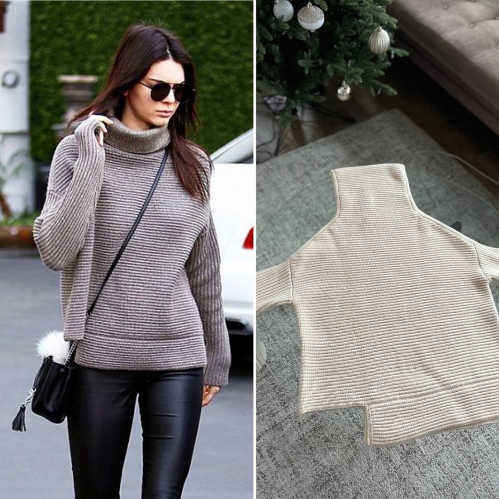 Aritzia Babaton Mika Cream Wool Cashmere knit Cozy Cotagecore Sweater Sz XXS/XS - Picture 7 of 13